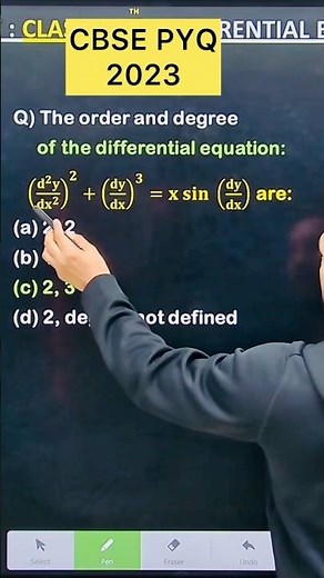 Q) The order and degree of the differential equation: ((𝐝^𝟐 𝐲)/(𝐝𝐱^𝟐 ))^𝟐+(𝐝𝐲/𝐝𝐱)^𝟑=𝐱