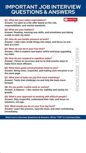 10 Most Important Job Interview Questions and Answers