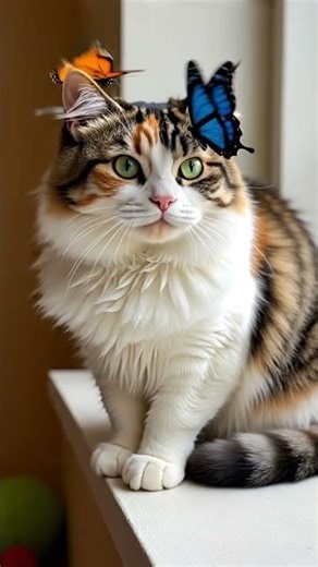 A Cute Sad Cat Finds Beauty in Butterflies 😿🦋 | Emotional Cat Moment
