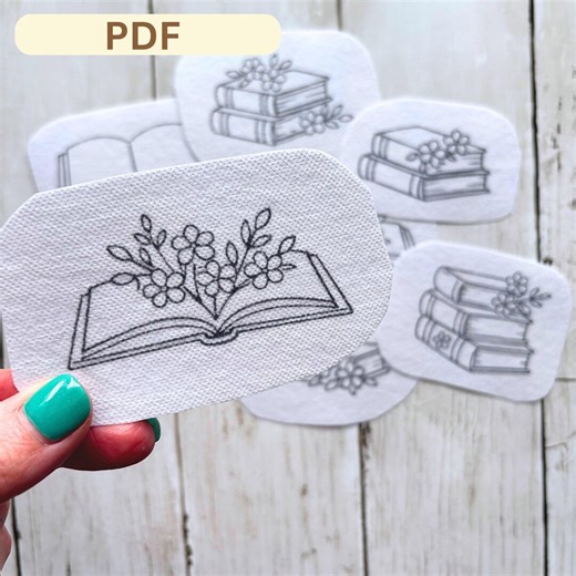 Simple Floral Books Stick and Stitch Hand Embroidery Pattern PDF, Book Lover Gift, Cozy Library Decor, Floral Reading, Instant Download - Etsy