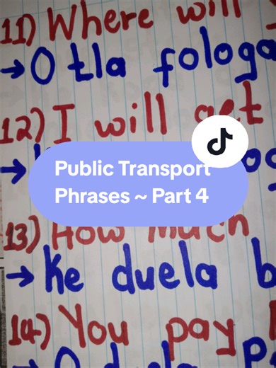 Public Transport Phrases (Part 4) | Learn Setswana . #setswana #publictransportphrases #languagelearning #botswana🇧🇼tiktok #southafricatiktok🇿🇦