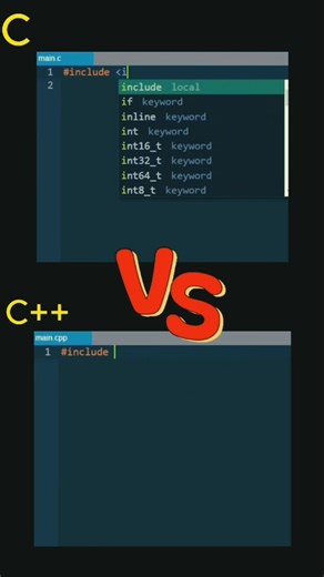 C vs C++ 🤯 Hello World Code Difference in 10 Seconds! #shorts #programming