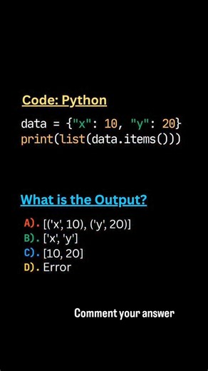 Learn code steps on Instagram: "What will be the output of this python code? Comment your answer.. . . . . . . . . #pythonprogramming #reach #growth #fyp #exploremore"