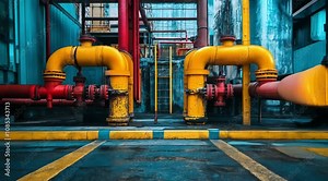 Pipe line connection scene in a factory, Slow motion camera with different angles