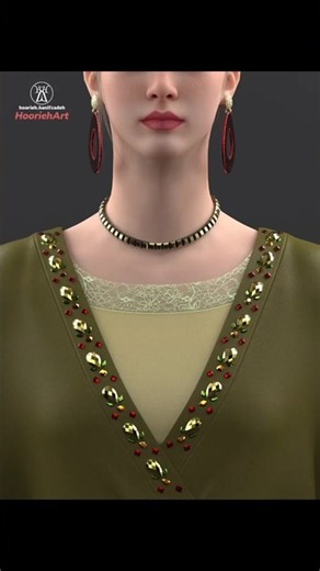 🇮🇷👩🏻‍💻👗HooriehArt | 3D Fashion Design | 🪄💚 Olive Palazzo Pants & Embellished Wrap Blouse | CLO3D