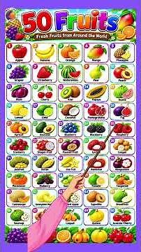 List of 50 fruits || 50FRUITS name in english ||Learn 50 Fruits name #staylittlechannel #fruit