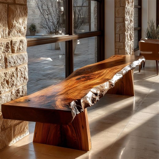 Handcrafted Walnut Live Edge Bench – Rustic Farmhouse Entryway Seating - Etsy