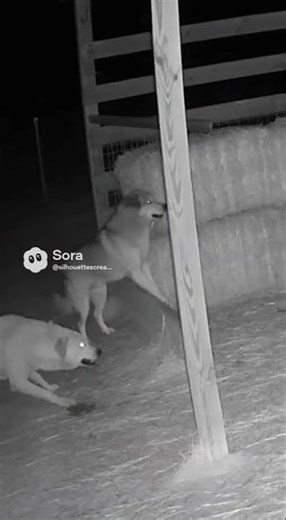 CCTV Records Creeping Silhouette Near Hay Shed — Dogs React Instantly
