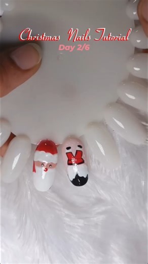 Easy Santa Nail Art Tutorial | Day 2/6🎅🏻✨ #nails #reels #christmasnails
