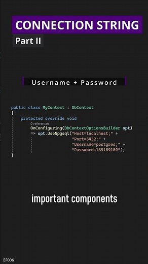 PostgreSQL connection string Part2 #csharp #dotnet #entityframeworkcore #entityframework
