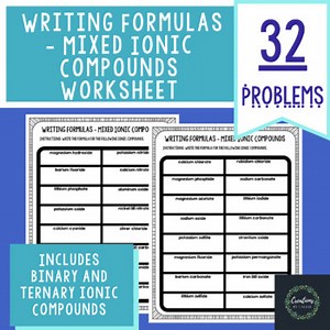 Writing Formulas - Mixed Ionic Compounds Worksheet - Key Included