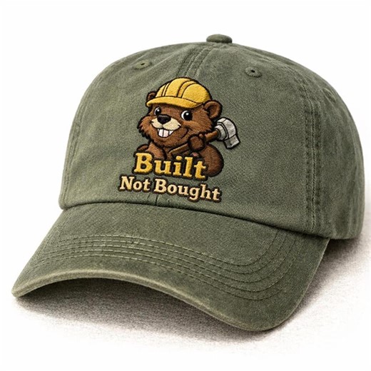 Custom Built Not Bought Beaver Hat, Funny Construction Cap, Worker Washed Hat, Cute Builder Animal Hat, Gift for Hard Workers - Etsy