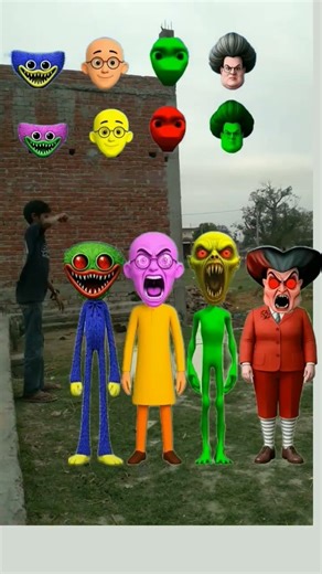 Scary Teacher 3D, Dancing Patlu, Dancing alien and Huggy Wuggy & Me Correct Head Matching #shorts​