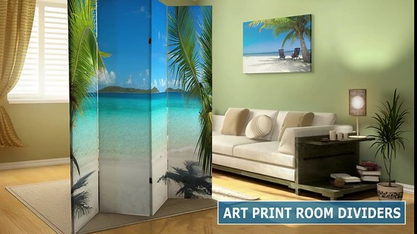 Red Lantern Double Sided Works of Van Gogh Canvas Folding Screen - Almond Blossoms/Wheat Field, 4 ft Short - 4 Panel