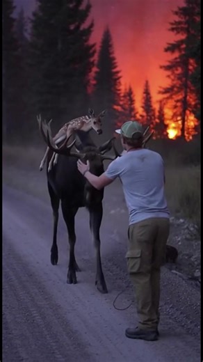 “Nature’s hero delivers hope… a fawn rescued amidst the flames 🔥🦌💛” | Fact Spire