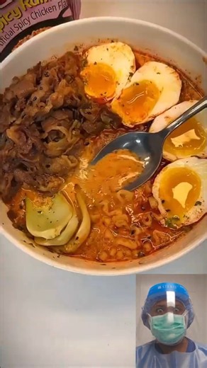 Buldak ramen and beef reaction #shorts