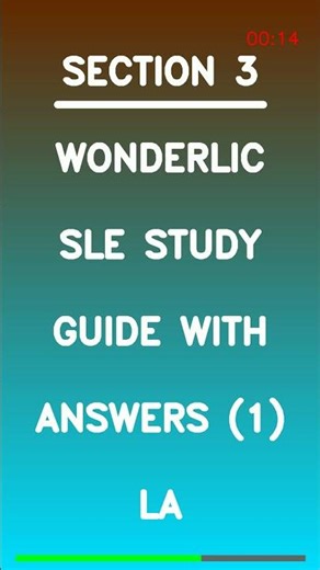 Wonderlic SLE Study Guide with Answers 1 La Latest