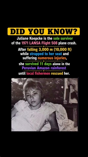 She Fell 10,000 Feet... and Survived 11 Days Alone 😱 | Juliane Koepcke's True Story #didyouknow