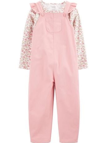 Carter's Child of Mine Toddler Girls 2 Piece Floral Pink Overalls - Walmart.ca