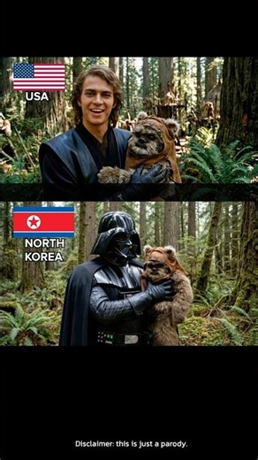 Darth Vader and Anakin meet the Ewoks - In English & North Korea #darthvader #starwars