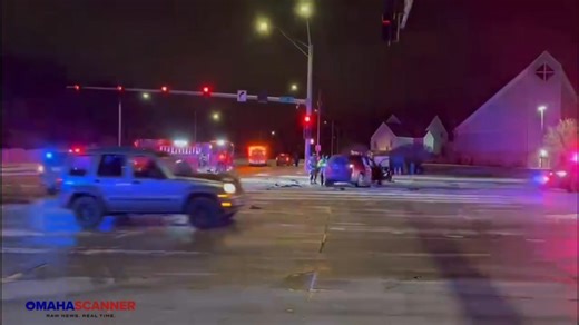 📸: At 8:22 p.m., Omaha Fire and Omaha Police were called to 132nd and Blondo Street for a multiple vehicle crash. One adult male patient was transported Code 3 Trauma (critical) after being partially ejected thru the drivers side window. They smelled of ETOH. A restrained juvenile female was transported Code 2 Trauma. A third patient, 40s female, was transported Code 2. | Omaha Scanner