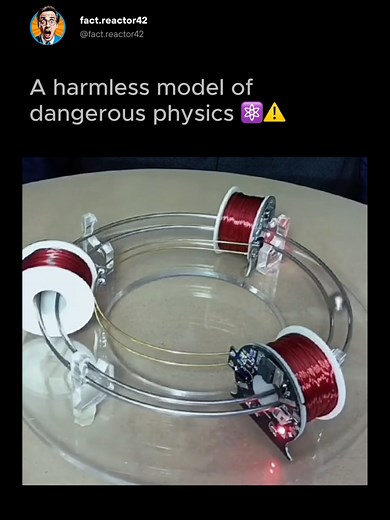 🌀⚛️ A Homemade Model of a Circular Particle Accelerator It looks simple – but it mimics one of the most powerful machines in science. A small object moves in a circular track, speeding up with each lap instead of flying outward. ⚡ What’s happening? Just like in real particle accelerators, the object is constantly pulled inward by a guiding force (walls, magnets, or tension), while energy is added each cycle. Instead of escaping, it gains speed, not distance. 🏎️ Same principle as CERN In the La