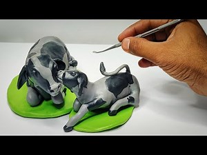 How to make Cow Baby with clay easy / Cow and calf making / Clay animals/ clay art / clay modelling