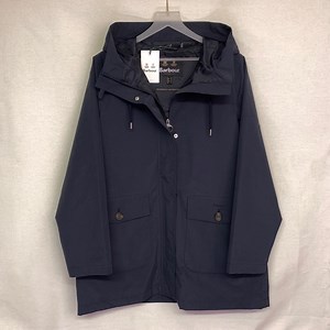 BARBOUR Landsdowne Full Zip Waterproof Jacket Hooded Raincoat — 12 — Navy Blue