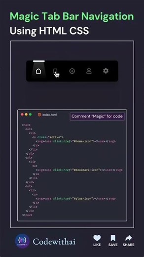 UI/UX Design: Animated Tab Bar Navigation Tutorial 💡#coding #viral #css #programming #animation#uiux