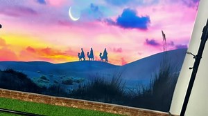 BELECO Fabric 15x8ft Birth of Jesus Backdrop Manger Nativity Scene Backdrop Jesus Holy Night Nativity Photo Background Kids Bithday Baby Shower Banner Christian Party Decor Photo Studio Props