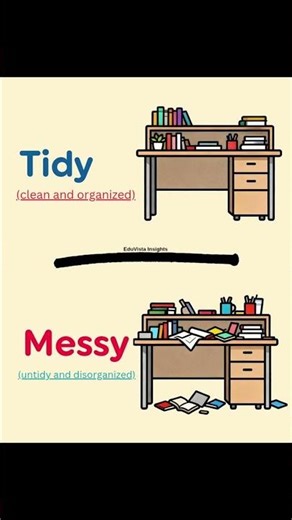 Tidy VS Messy 📚✨ Learn Everyday English Vocabulary #learnenglish #advancedenglish #shorts