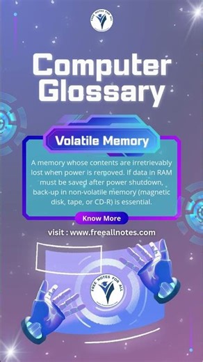 Volatile Memory | Computer Glossary Dictionary Term #glossary #memory #primarymemory #typesofmemory