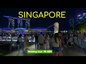 Singapore Walking Tour at Night 🌃 | 4K HDR Nightlife City Walk
