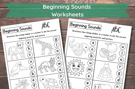 10 Printable Beginning Sounds Worksheets | Preschool-1st Grade Phonics and Literacy | Alphabet Worksheet | Letter Sounds Worksheet - Etsy