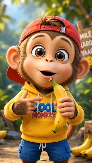 🐵 Funny Baby Monkey Adventure 😂 | Cute 3D Cartoon Animation #shorts #monkey #kids