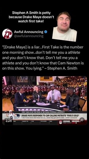 Stephen A Smith is petty Drake Maye doesn’t watch first take! #drakemaye #shorts #nfl #patriots