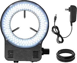 144 64 LED Ring Light Illuminator for Stereo Microscope, White Adjustable Ring Light Lamp for Industry Monocular Binocular Trinocular Soldering Stereo Repairing Microscope Video Camera (144 LED)