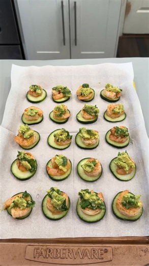 Shrimp and cucumber bites with avocado