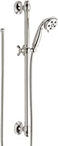 Delta Faucet 3-Spray H2Okinetic Slide Bar Hand Held Shower with Hose, Polished Nickel 51308-PN