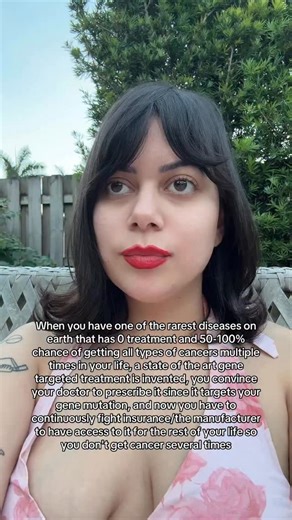 Did I mention it’s over thirty k a month and I’m gonna have to be on it for the rest of my life 🥴 #MaffucciSyndrome #RareDiseaseAwareness #OlliersDisease #DisabilityAwareness Video Description: Samantha looking shook with spooky music playing in the background. The text overlay reads "When you have one of the rarest diseases on earth that has 0 treatment and 50-100% chance of getting all types of cancers multiple times in your life, a state of the art gene targeted treatment is invented, you co