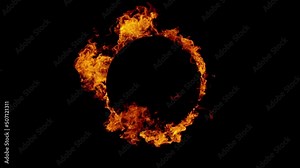 Super slow motion of fire circle isolated on black background. Filmed on high speed cinema camera, 1000 fps.