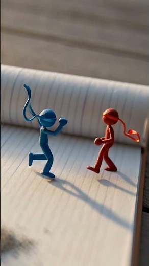 dynamic animation of two stickmen fighting, #viral