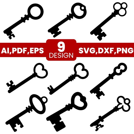 Love Key Bundle SVG, Heart Silhouette, Valentine Clipart (digital Download) - Etsy