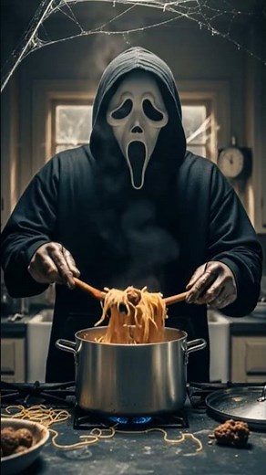 Ghostface cooking spaghetti Happy Halloween