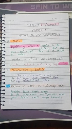 Matter in our surroundings class 9 science chapter 1 notes | #science #shorts #shortsfeed
