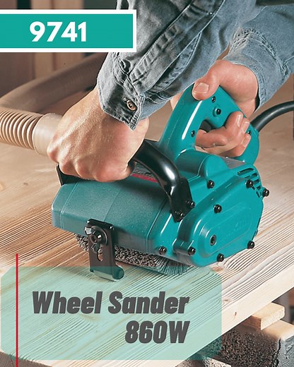 Raise your game with the Makita 9741. Powered by a 7.8 Amp motor, this unit delivers 3,500 RPM for efficient paint and rust removal on numerous applications, even bringing out wood grain. Additional features include an adjustable front roller for uniform pressure to workpiece. ✔ 100 x 120 mm (4″ x 4-3/4″) Wheel Sander ✔ Unique Design for More Comfortable Operation ✔ Powerful 860 W motor delivers 3,500 RPM for faster work ✔ Ideal for grain texture revealing, rust and paint removal, clearing dust,