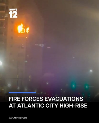 HIGH-RISE FIRE: Families evacuated after flames spread from the eighth to the 10th floor at Brighton Towers condos in Atlantic City. - https://bit.ly/459AMXt | News 12 New Jersey
