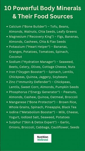 10 Powerful Body Minerals and Their Food Sources