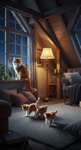 An Enchanting Night: Norwegian Forest Kittens Play Under the Stars