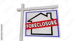 Foreclosure House Real Estate for Sale Sign Foreclosed Home Repossessed 3d Animation